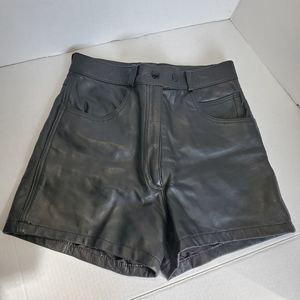 Highway One Genuine Leather Shorts in Black